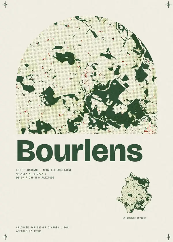 Affiche de Bourlens, calculée par 123-fr d'après l'IGN