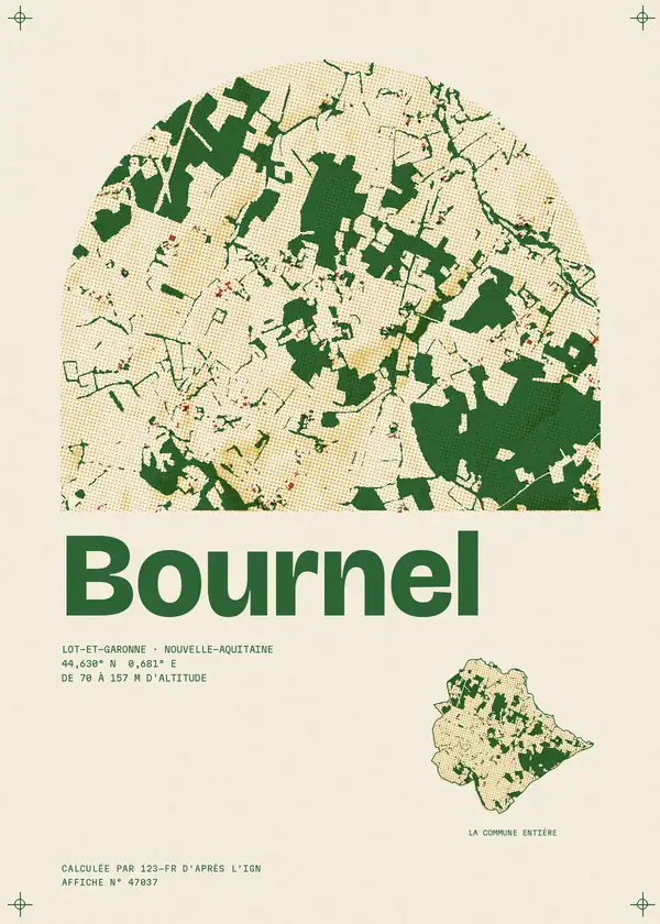 Affiche de Bournel, calculée par 123-fr d'après l'IGN
