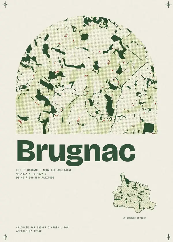 Affiche de Brugnac, calculée par 123-fr d'après l'IGN