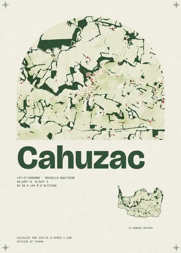 Affiche de Cahuzac, calculée par 123-fr d'après l'IGN