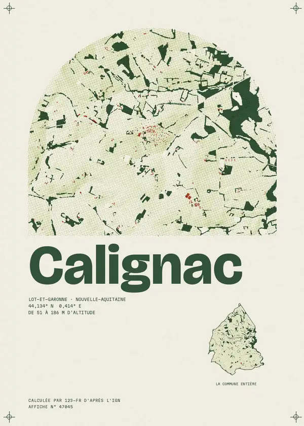 Affiche de Calignac, calculée par 123-fr d'après l'IGN
