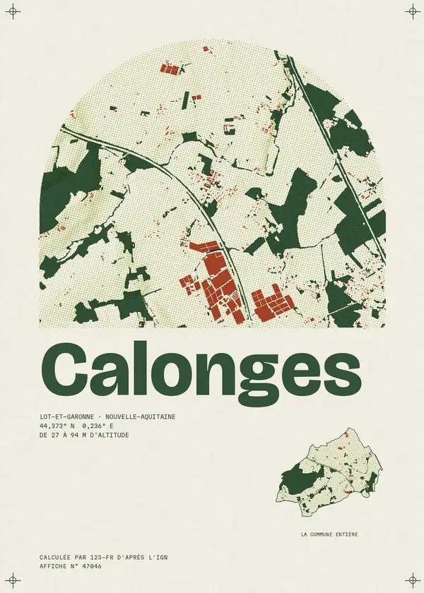Affiche de Calonges, calculée par 123-fr d'après l'IGN