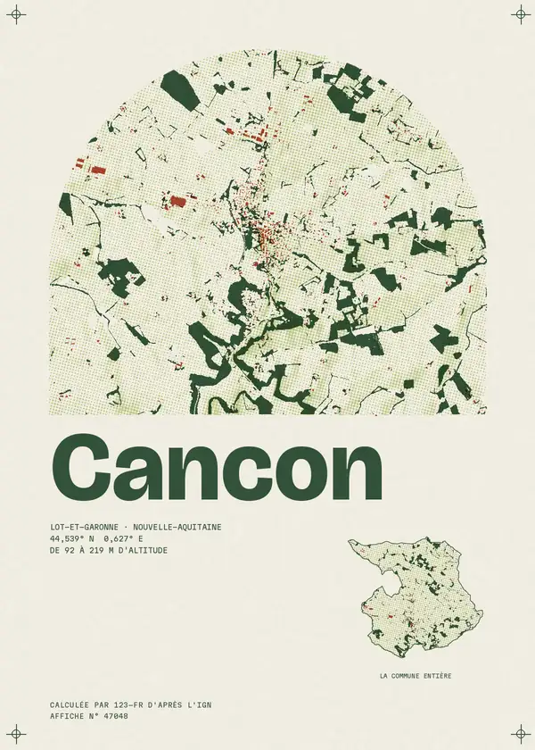 Affiche de Cancon, calculée par 123-fr d'après l'IGN