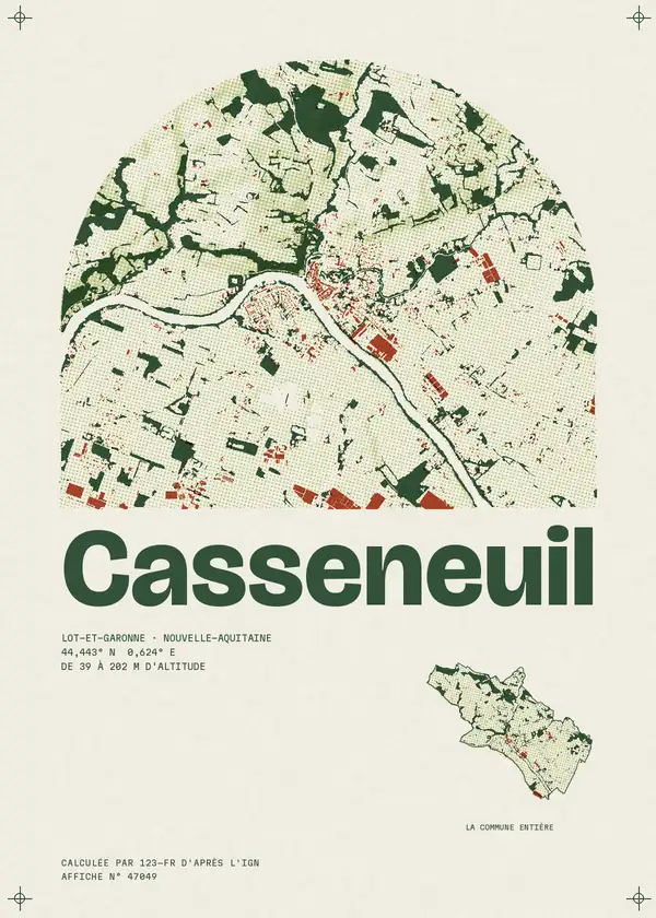 Affiche de Casseneuil, calculée par 123-fr d'après l'IGN