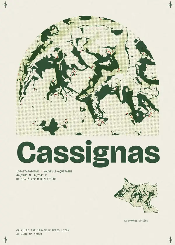 Affiche de Cassignas, calculée par 123-fr d'après l'IGN