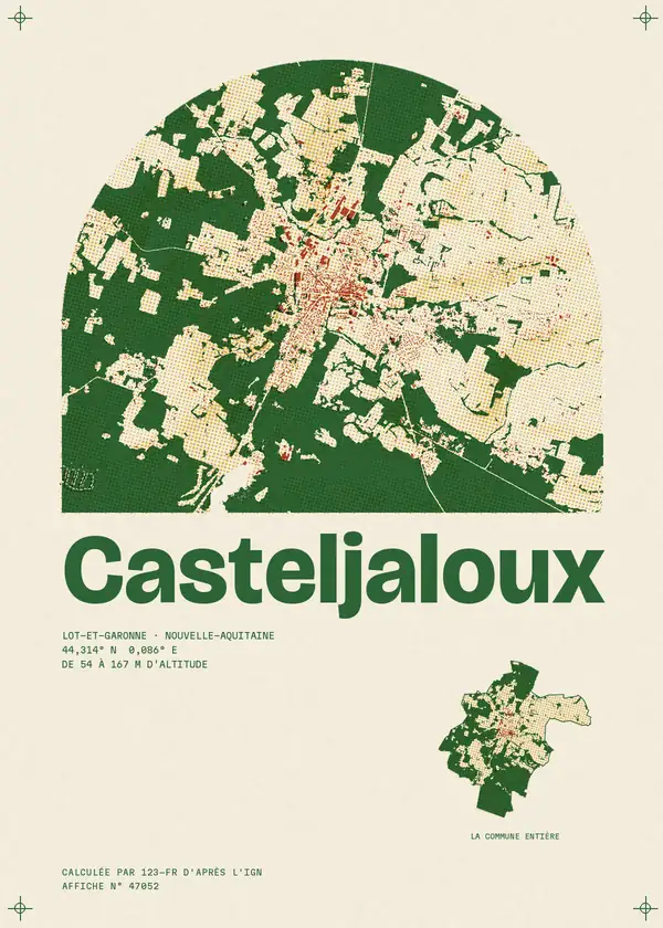 Affiche de Casteljaloux, calculée par 123-fr d'après l'IGN