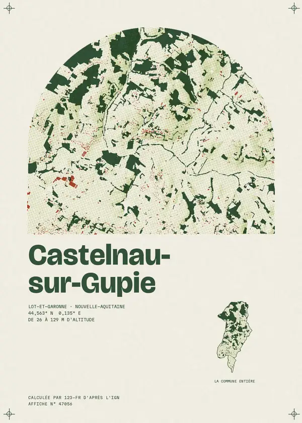 Affiche de Castelnau-sur-Gupie, calculée par 123-fr d'après l'IGN