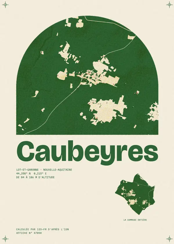 Affiche de Caubeyres, calculée par 123-fr d'après l'IGN