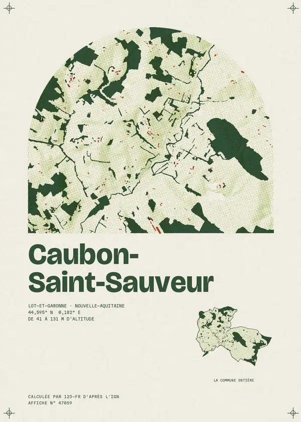 Affiche de Caubon-Saint-Sauveur, calculée par 123-fr d'après l'IGN