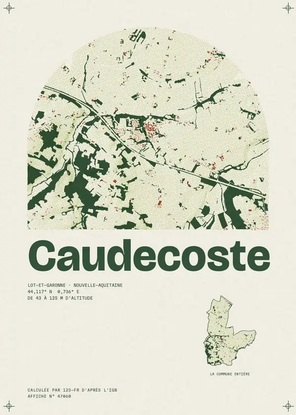 Affiche de Caudecoste, calculée par 123-fr d'après l'IGN