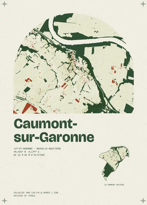 Affiche de Caumont-sur-Garonne, calculée par 123-fr d'après l'IGN