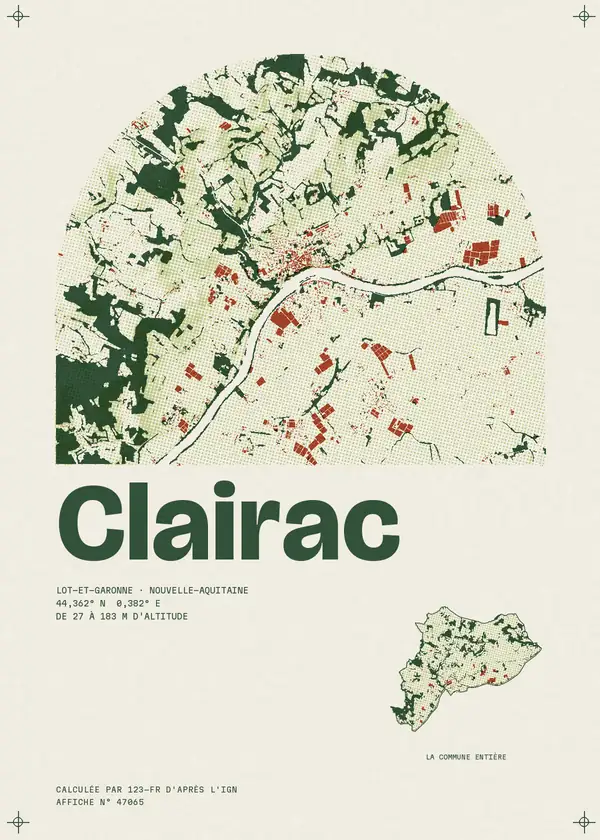 Affiche de Clairac, calculée par 123-fr d'après l'IGN