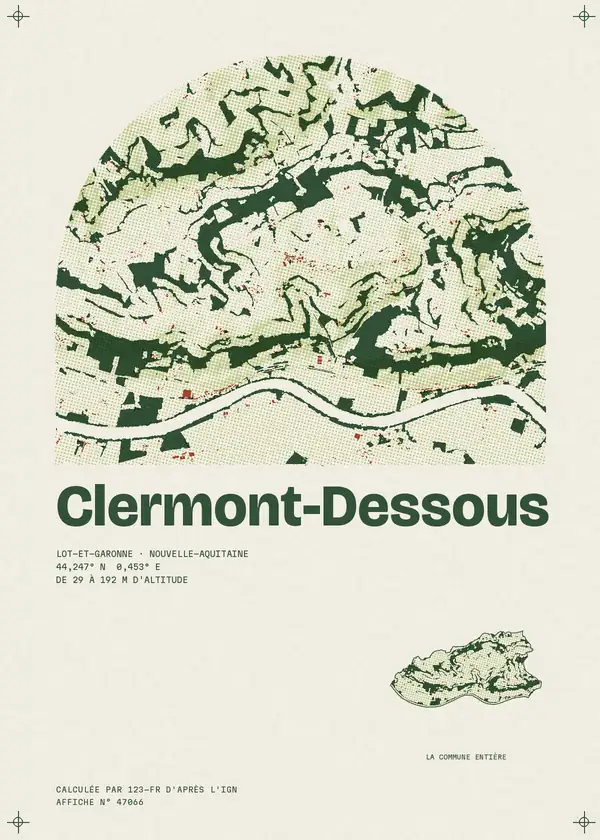 Affiche de Clermont-Dessous, calculée par 123-fr d'après l'IGN