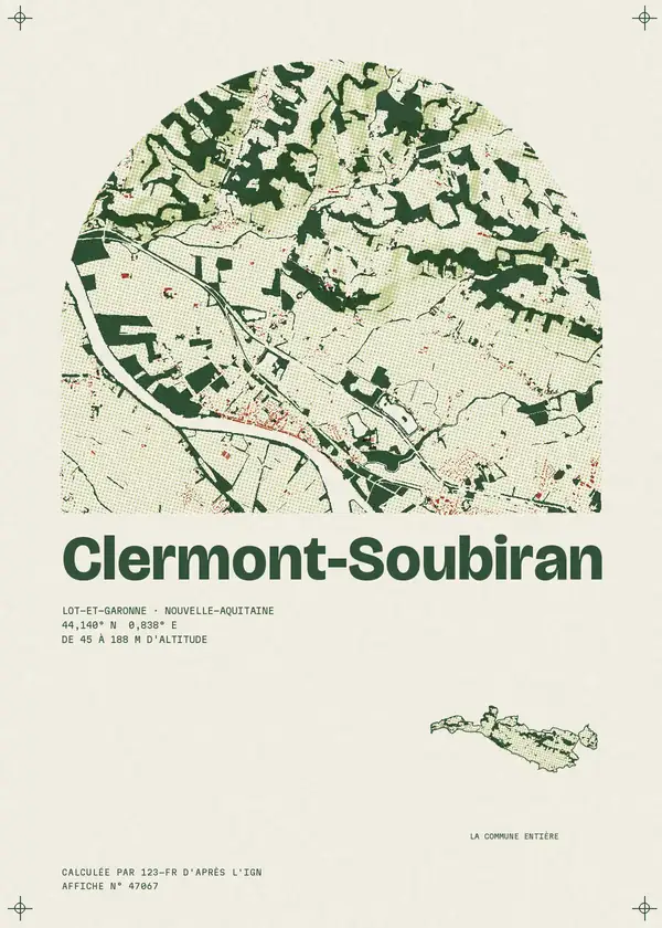 Affiche de Clermont-Soubiran, calculée par 123-fr d'après l'IGN