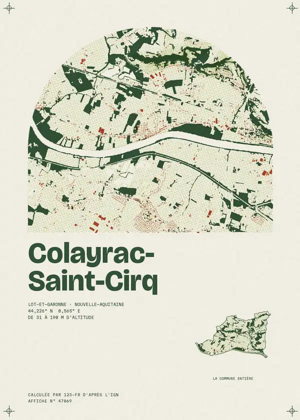 Affiche de Colayrac-Saint-Cirq, calculée par 123-fr d'après l'IGN
