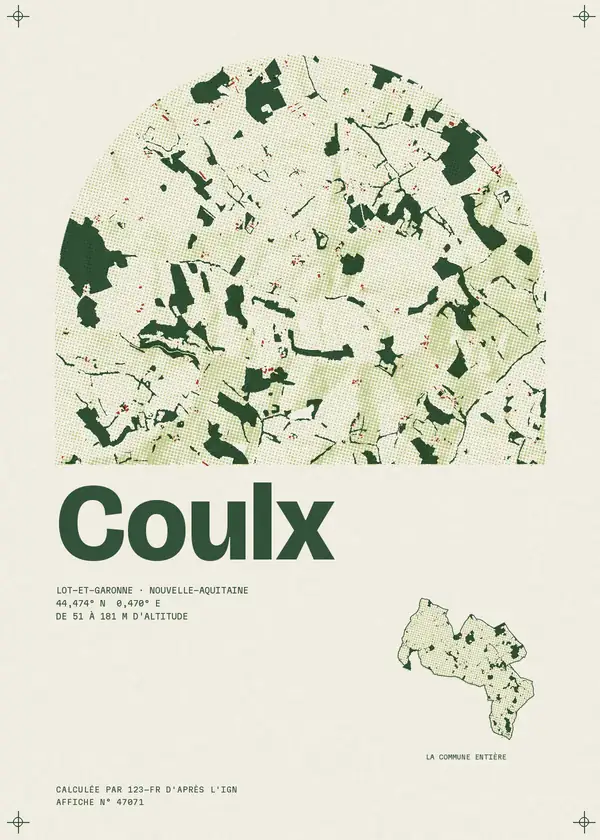 Affiche de Coulx, calculée par 123-fr d'après l'IGN