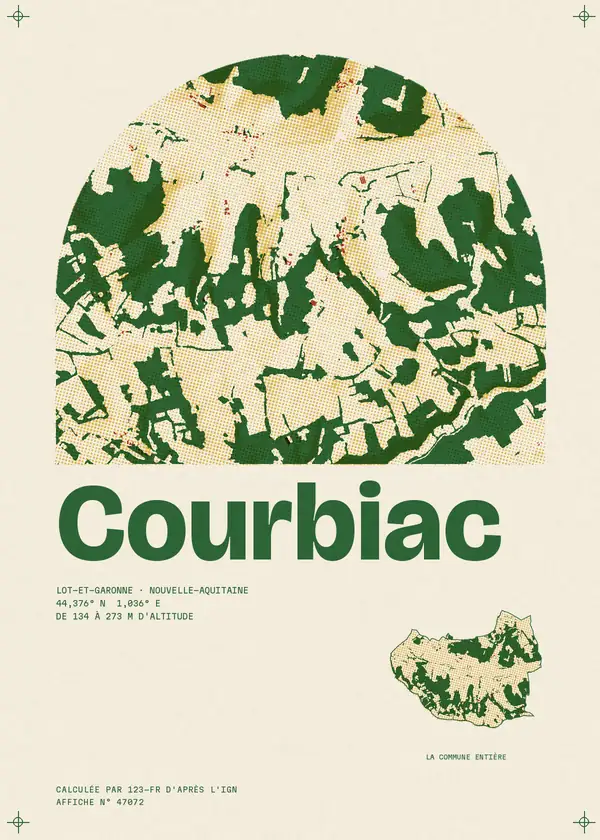 Affiche de Courbiac, calculée par 123-fr d'après l'IGN