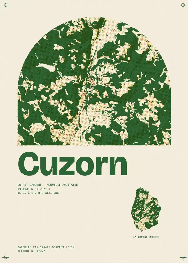Affiche de Cuzorn, calculée par 123-fr d'après l'IGN