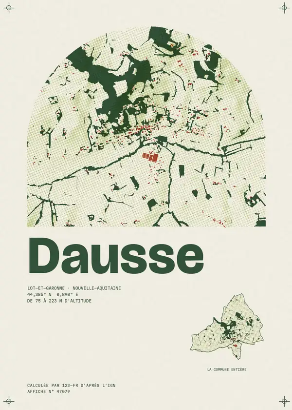 Affiche de Dausse, calculée par 123-fr d'après l'IGN