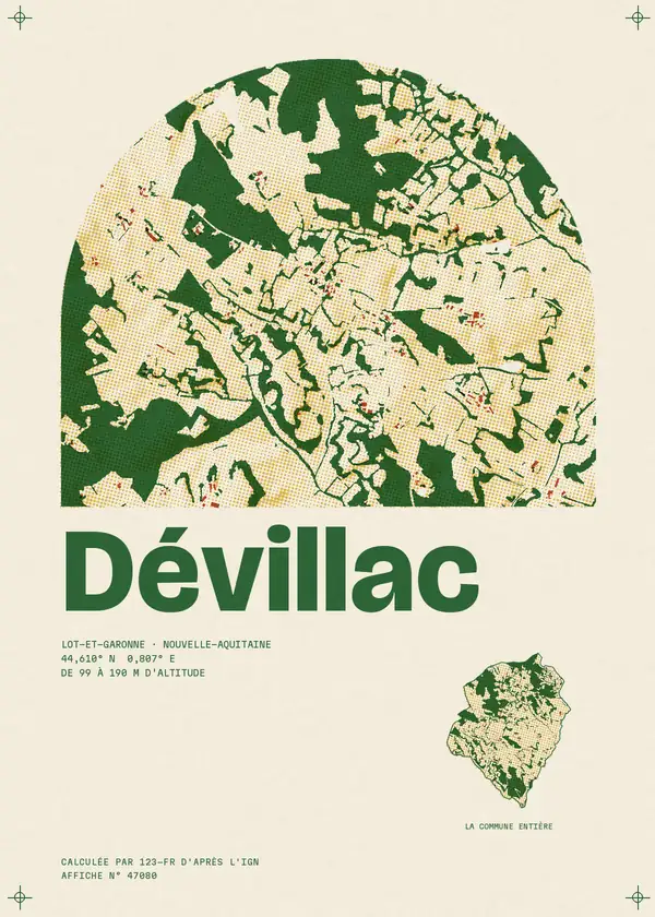 Affiche de Dévillac, calculée par 123-fr d'après l'IGN