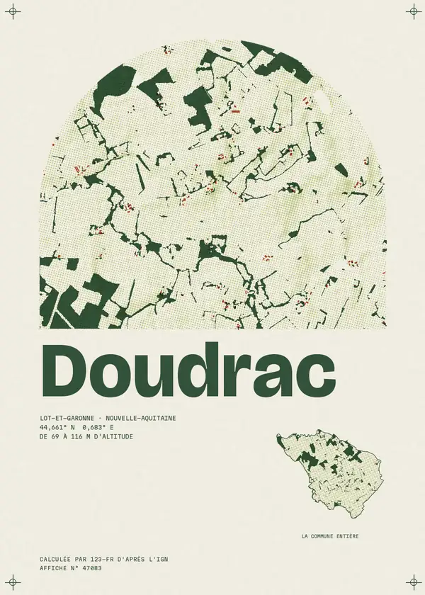 Affiche de Doudrac, calculée par 123-fr d'après l'IGN