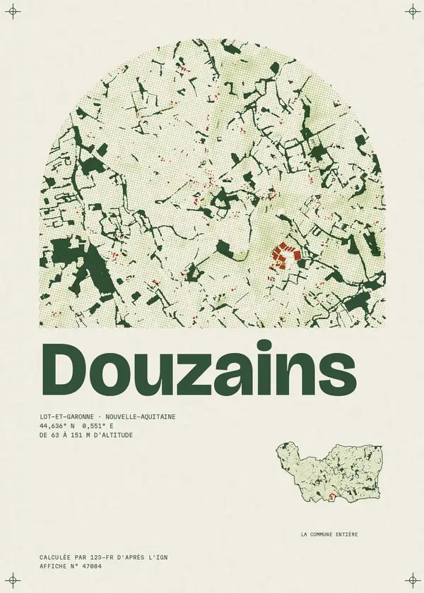 Affiche de Douzains, calculée par 123-fr d'après l'IGN