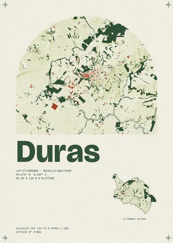 Affiche de Duras, calculée par 123-fr d'après l'IGN