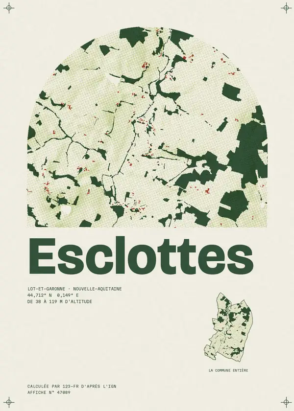 Affiche de Esclottes, calculée par 123-fr d'après l'IGN