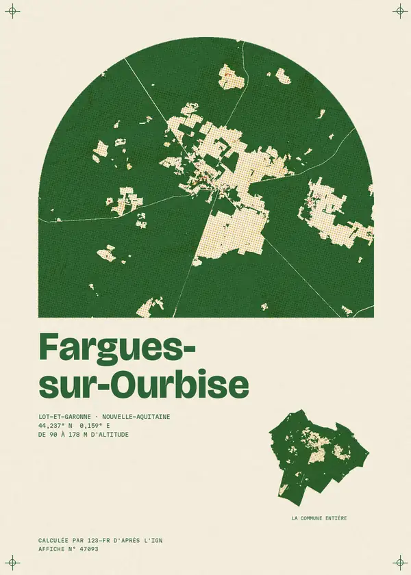 Affiche de Fargues-sur-Ourbise, calculée par 123-fr d'après l'IGN