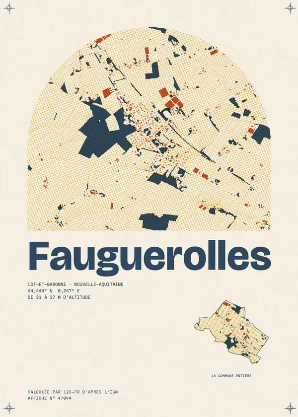 Affiche de Fauguerolles, calculée par 123-fr d'après l'IGN