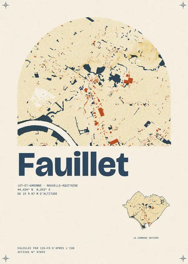 Affiche de Fauillet, calculée par 123-fr d'après l'IGN
