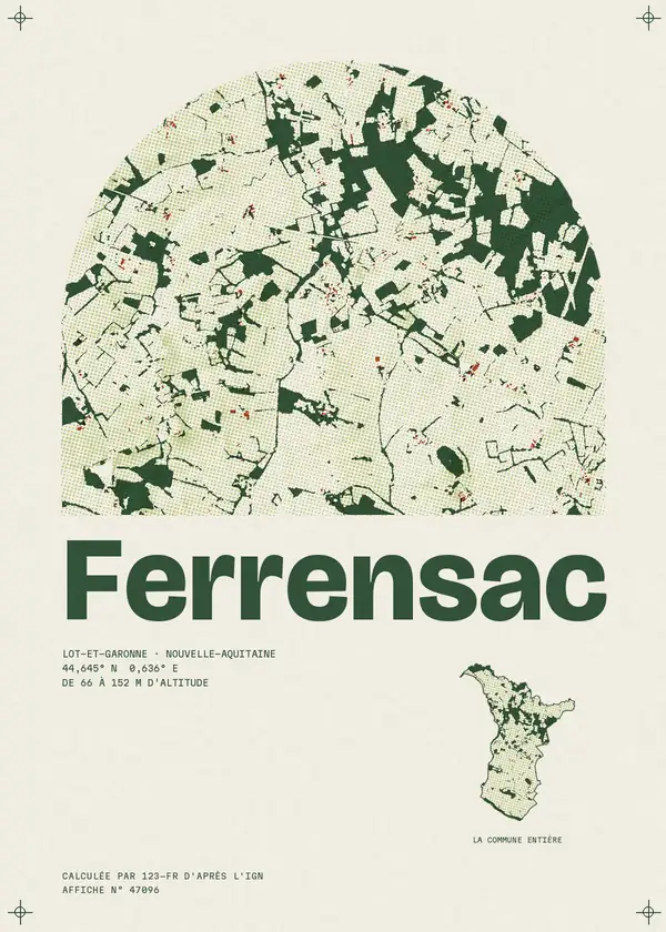 Affiche de Ferrensac, calculée par 123-fr d'après l'IGN