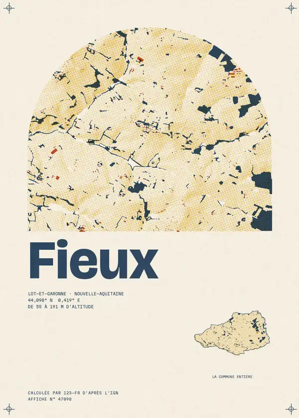 Affiche de Fieux, calculée par 123-fr d'après l'IGN