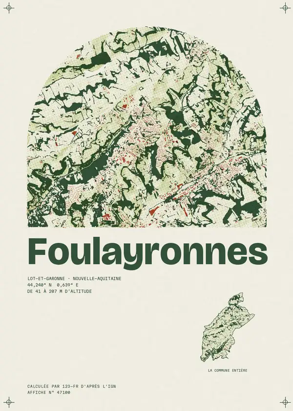 Affiche de Foulayronnes, calculée par 123-fr d'après l'IGN