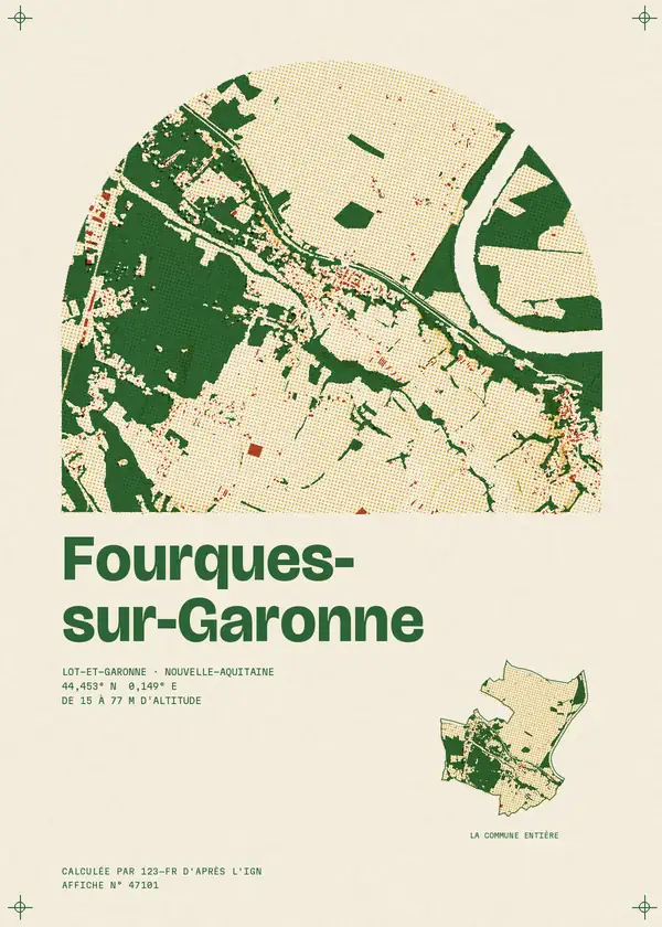 Affiche de Fourques-sur-Garonne, calculée par 123-fr d'après l'IGN