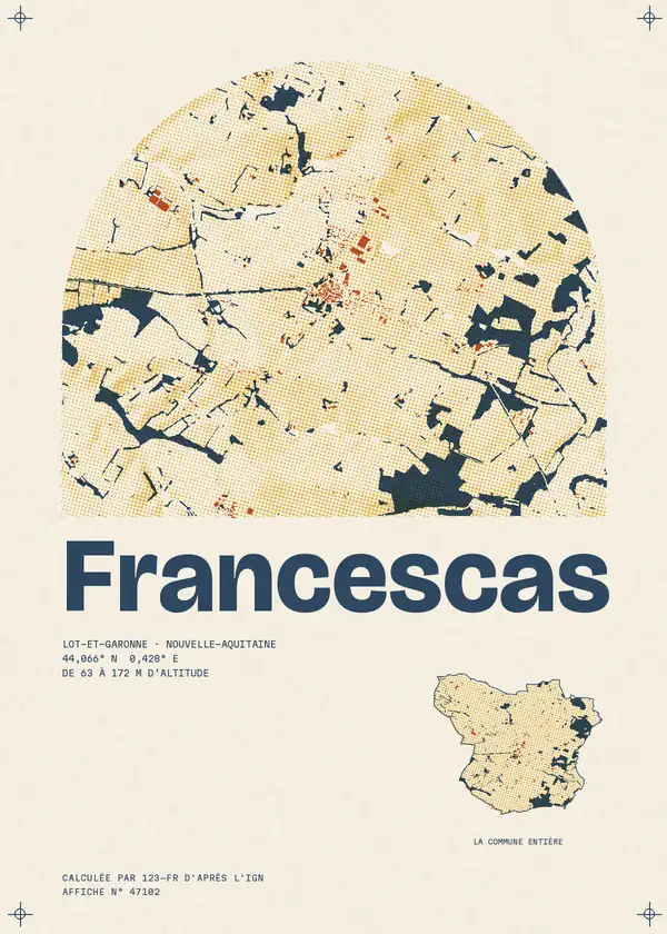 Affiche de Francescas, calculée par 123-fr d'après l'IGN