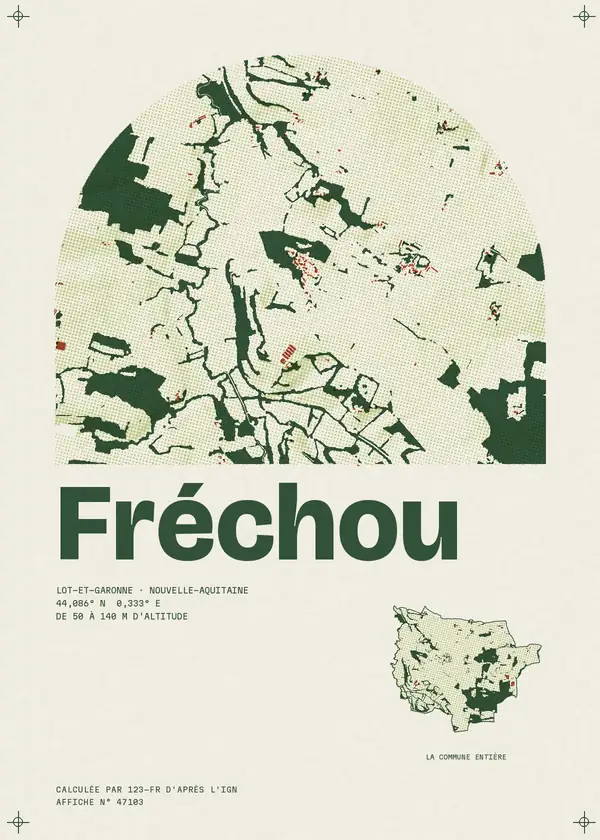 Affiche de Fréchou, calculée par 123-fr d'après l'IGN