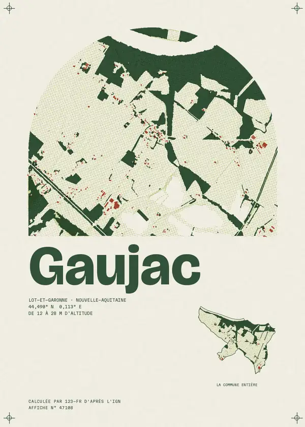 Affiche de Gaujac, calculée par 123-fr d'après l'IGN