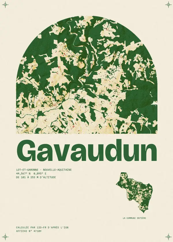Affiche de Gavaudun, calculée par 123-fr d'après l'IGN