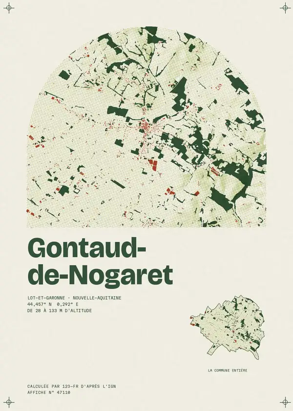 Affiche de Gontaud-de-Nogaret, calculée par 123-fr d'après l'IGN