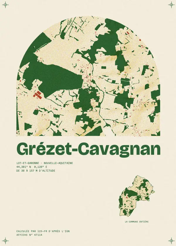 Affiche de Grézet-Cavagnan, calculée par 123-fr d'après l'IGN