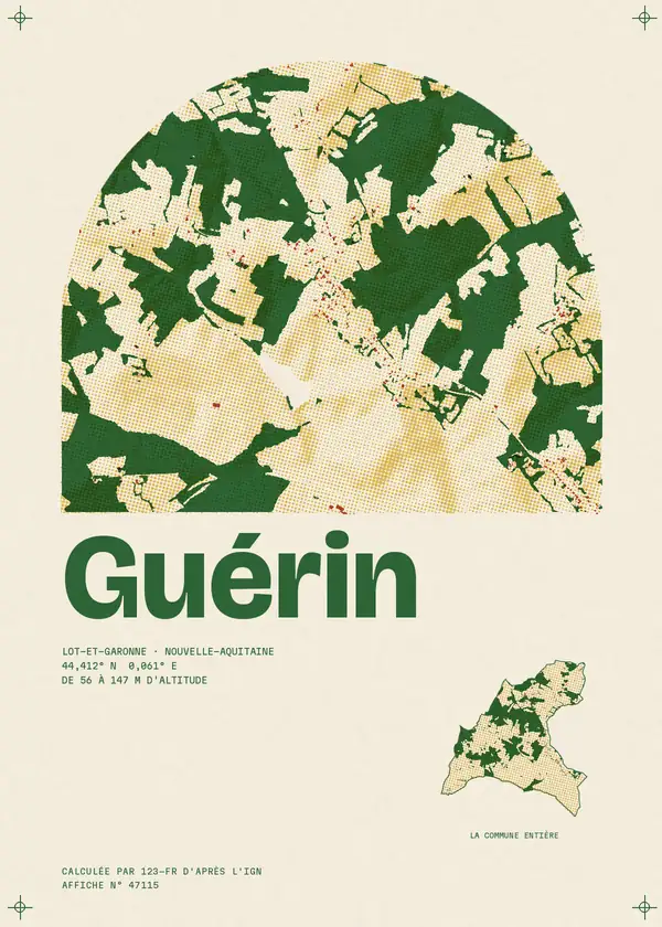 Affiche de Guérin, calculée par 123-fr d'après l'IGN