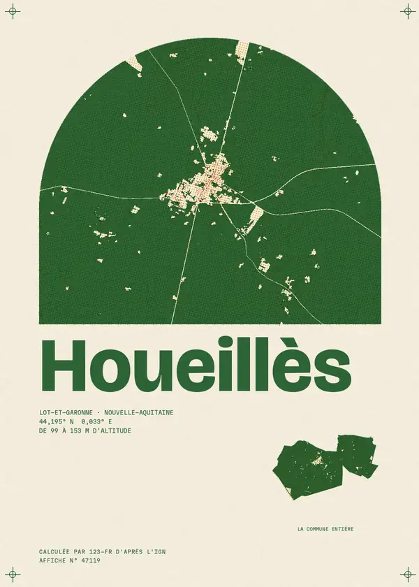 Affiche de Houeillès, calculée par 123-fr d'après l'IGN