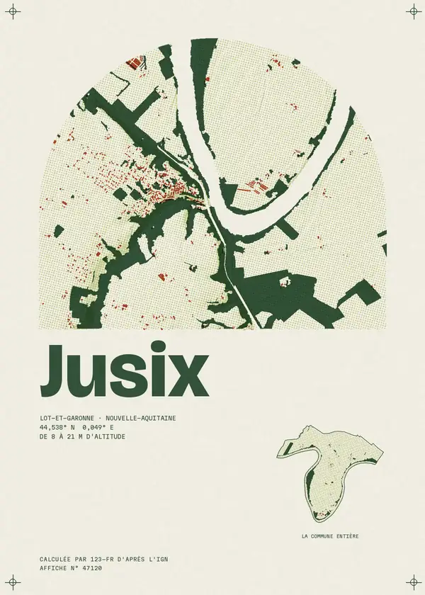 Affiche de Jusix, calculée par 123-fr d'après l'IGN