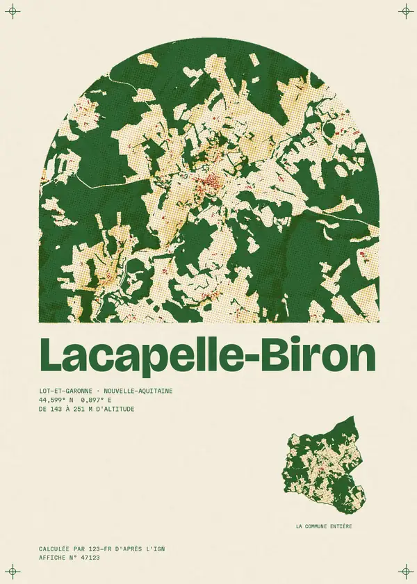 Affiche de Lacapelle-Biron, calculée par 123-fr d'après l'IGN