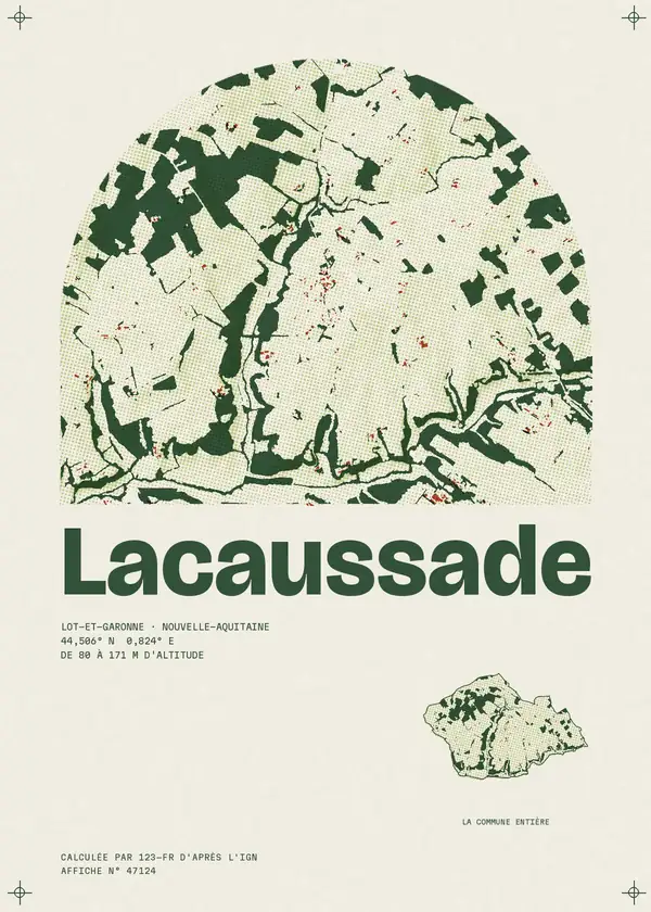 Affiche de Lacaussade, calculée par 123-fr d'après l'IGN