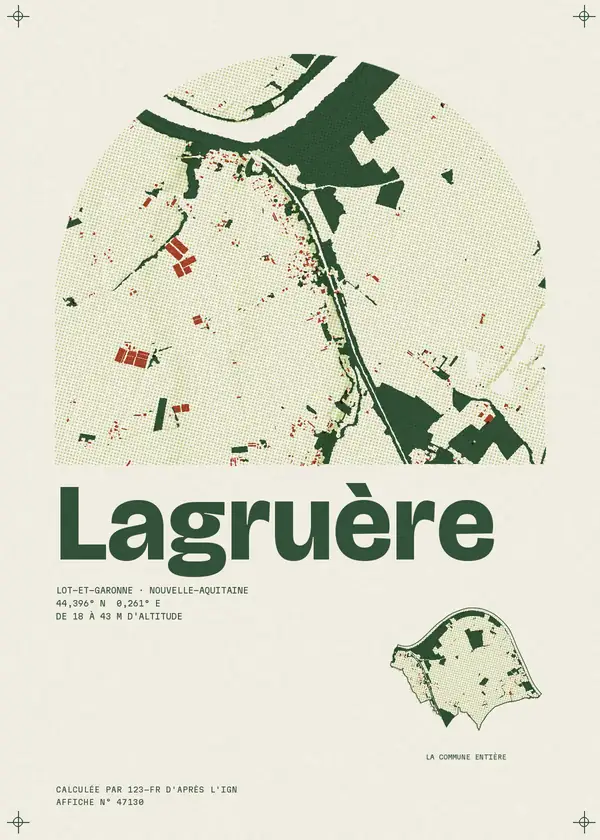 Affiche de Lagruère, calculée par 123-fr d'après l'IGN