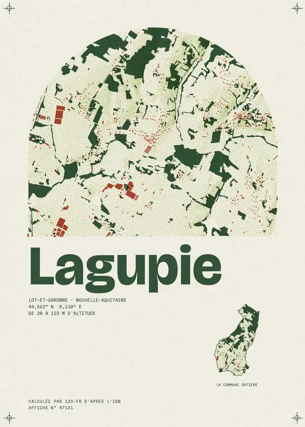 Affiche de Lagupie, calculée par 123-fr d'après l'IGN