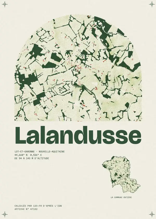 Affiche de Lalandusse, calculée par 123-fr d'après l'IGN