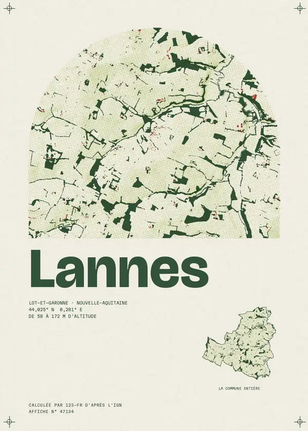 Affiche de Lannes, calculée par 123-fr d'après l'IGN